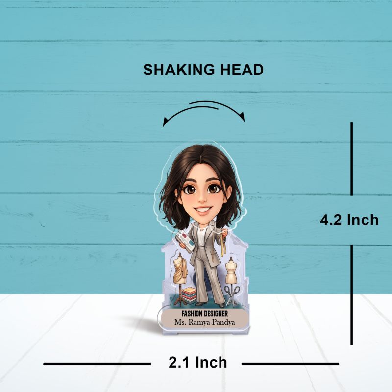 Personalized Fashion Designer Bobblehead Caricature Home & Office Décor for Stylists & Tailors | Fashion Designer Gift for Wife, Sister, Daughter & Friends  Battery Powered Moving Head